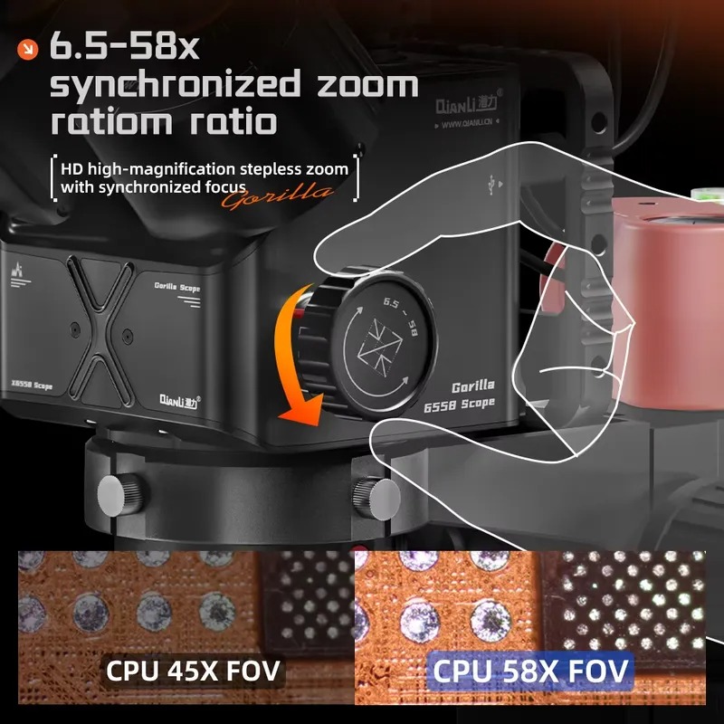 Qianli 6558 Gorilla Trinocular - đánh giá và giá Electronics Repair Microscope